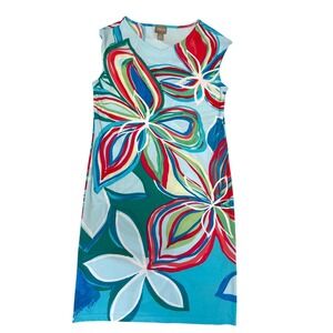 EUC Chico's Women's Colorful Tropical Floral Shift Dress Size S (4-6)